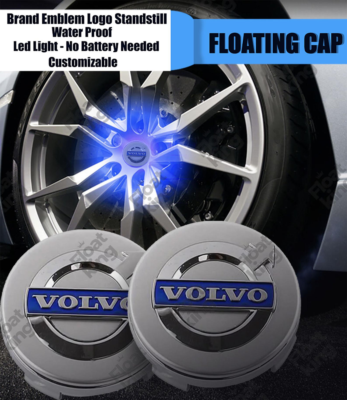 Volvo Floating Center Caps – 64mm - How it looks on wheels