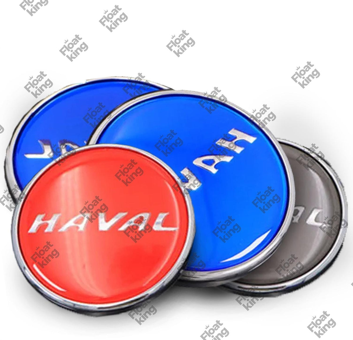 Haval Floating Center Caps – Stock - 4 Caps Red Blue and Gray