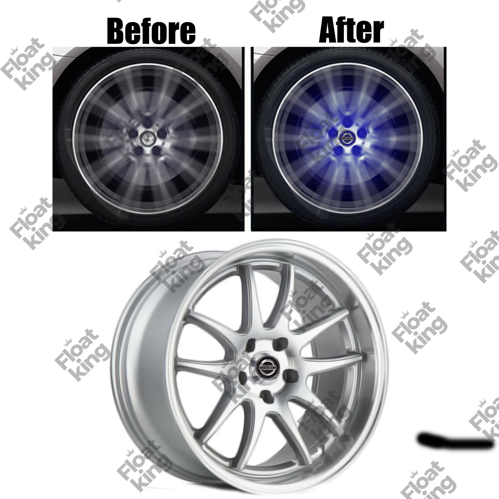 Nissan Floating Center Caps - How it looks in Rim