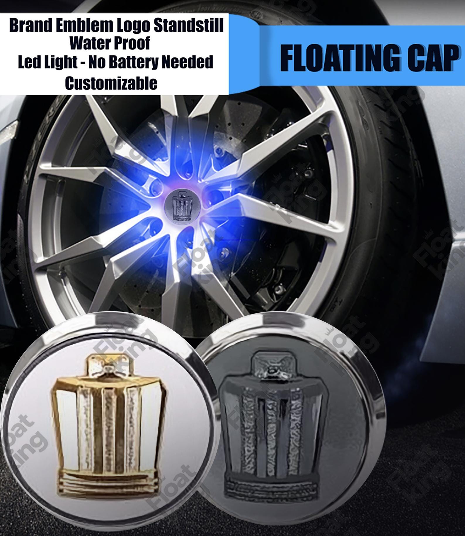 Toyota Crown Floating Center Caps - How it looks on Wheels