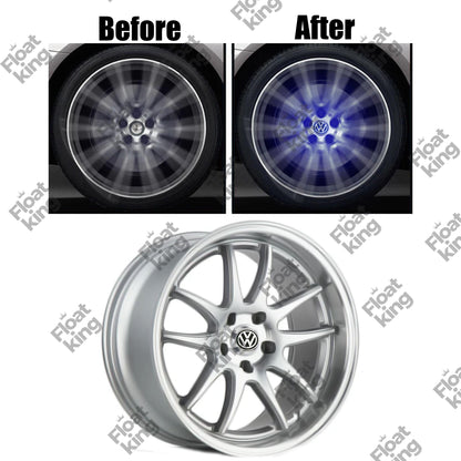 Volkswagen 2 Floating Center Caps how it looks on Rim